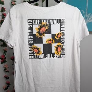 Vans White Tee with Sunflower Graphic